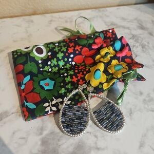 Brighton "Wonderland" Earrings Lots of Beads Silver Black French Wire